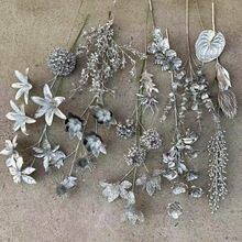 婚庆仿真银色系圣诞花材家居装饰布置婚礼堂路引插花摆件拍摄道具