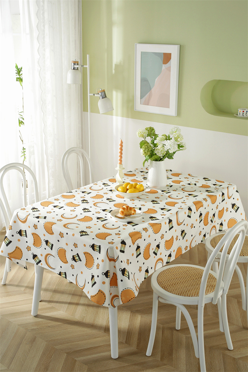 Tovaglia da tè impermeabile in poliestere con stampa di stelle e luna musulmane mediorientali, spedizione transfrontaliera, dropshipping_voghion.com