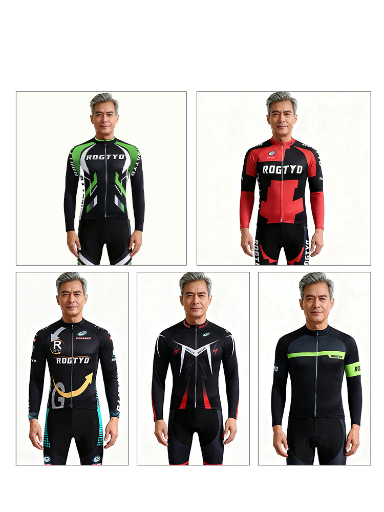Otoño y invierno más vello traje de ciclismo hombre de mediana edad traje de manga larga ropa de bicicleta de montaña calentamiento ropa de ciclismo pantalones