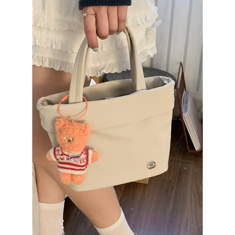 批发韩版休闲手提包小拎包女2025新款简约尼龙布水桶包单肩斜挎包|undefined