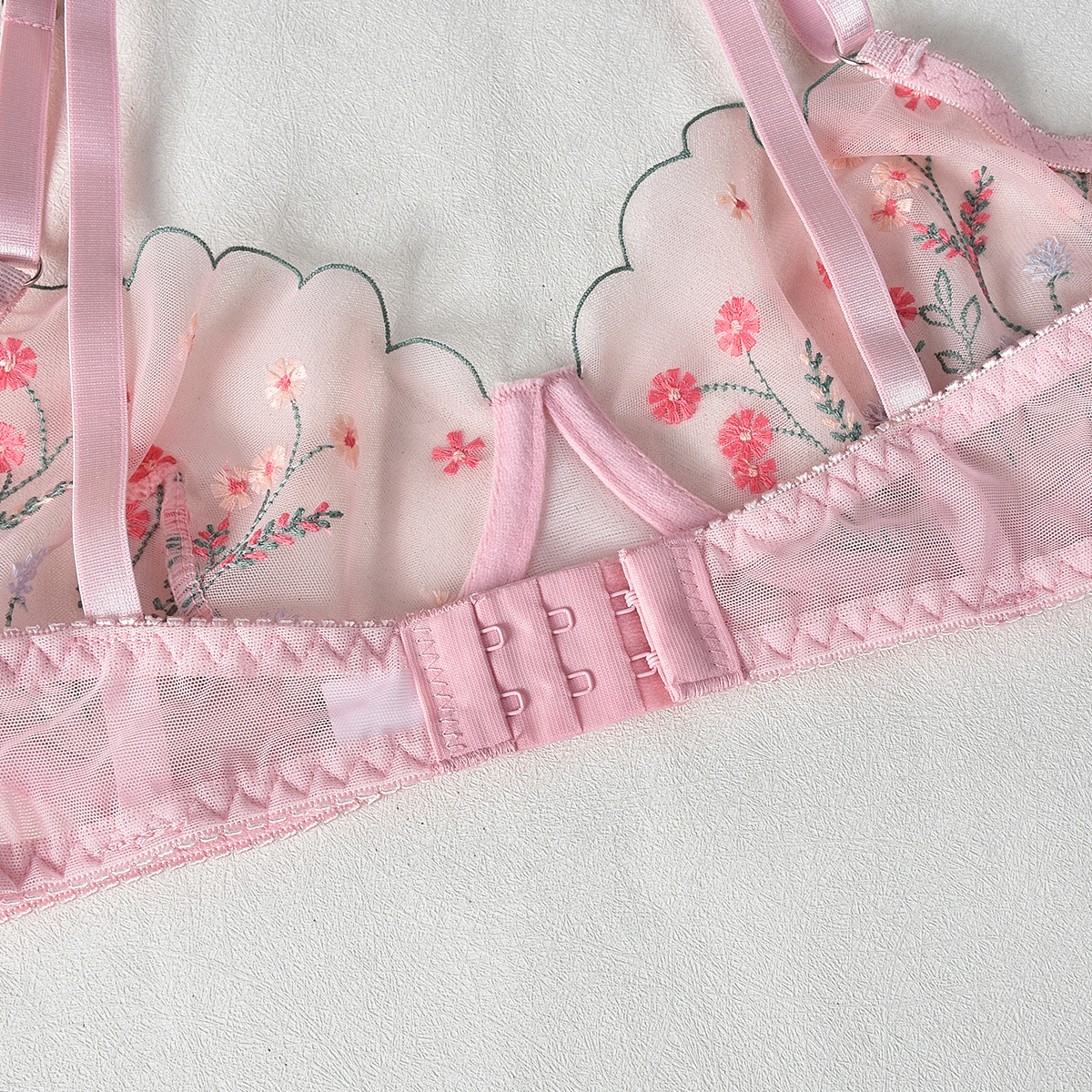 73g Weight Sleeveless Sleeve Length Sexy Lingerie Lingerie Type Mesh Yarn Fabric Type Sexy Lingerie Sets Sets Type 4 Pieces Set Quantity Home, Sleeping Occasion Strap Neckline Flower Pattern All Seasons Season Women's Gender Embroidery Design Sexy Style Women's Sexy Flower Sexy Lingerie Sets Home Sleeping Embroidery Sexy Lingerie 12