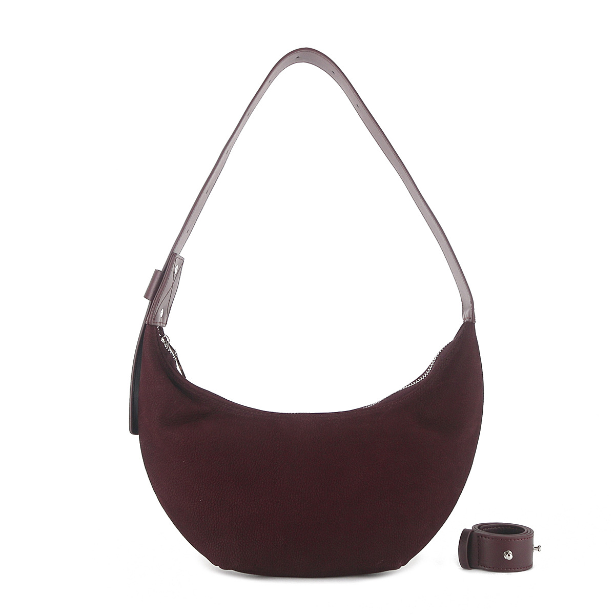 Women's Autumn/Winter New Maillard Retro Commuter Crescent Bag Top Grain Cowhide Underarm Shoulder Crossbody Hobo Bag - Thumbnail 8