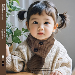 新型韓国系子供用マフラー秋冬洋気百合男女赤ちゃんマフラーボタン韓国版クロスカバーマフラー