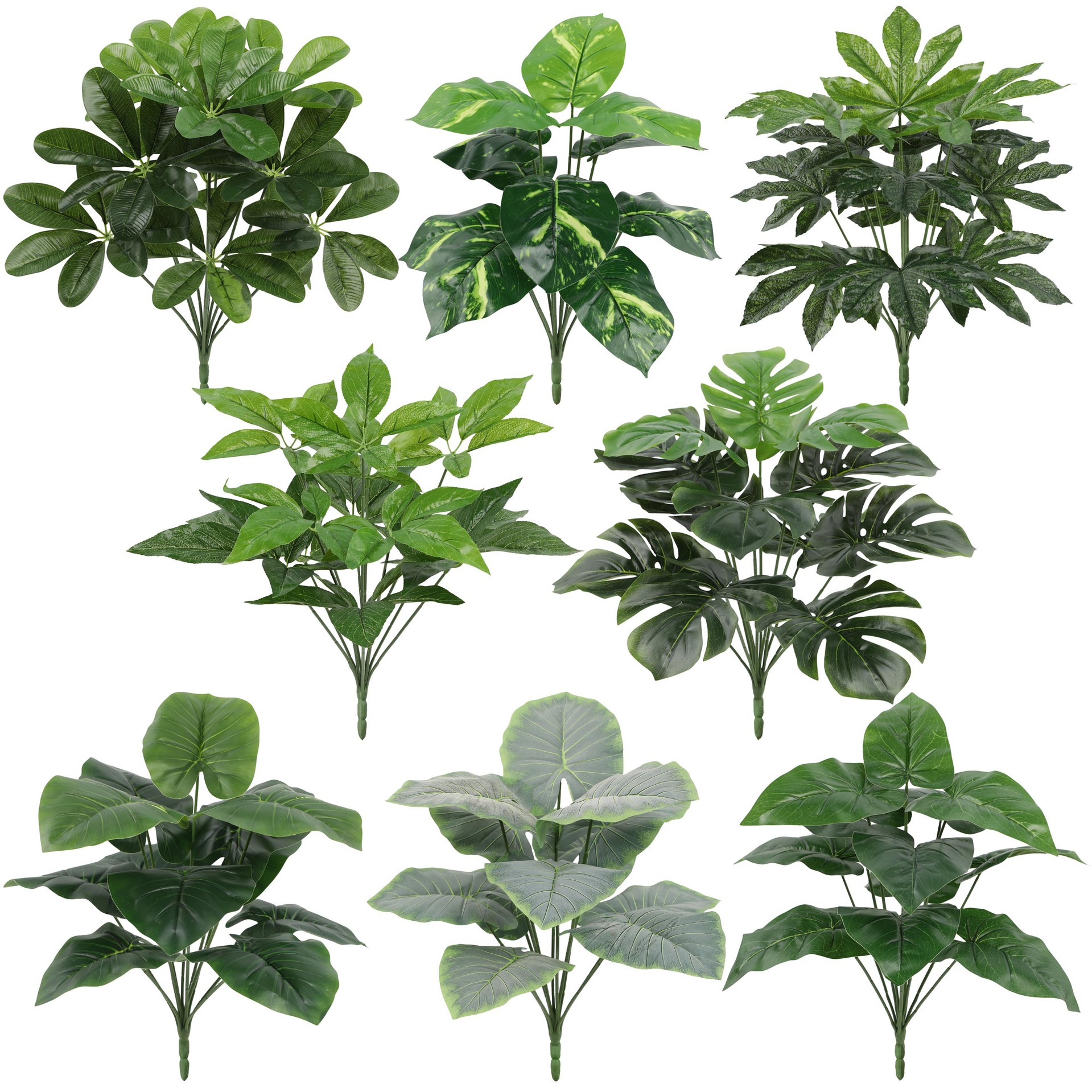 Cross-border wholesale simulation 12 hair wealth leafy plants bunch glue leaves decoration wedding decoration plant wall accessories