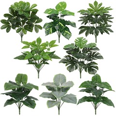 Cross-border wholesale simulation 12 hair wealth leafy plants bunch glue leaves decoration wedding decoration plant wall accessories