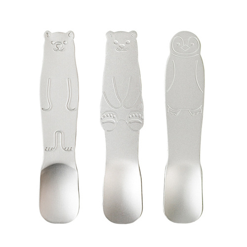 ECHO Japanese Ice Cream Spoon Silver Aluminum Product  New Summer Cartoon Pattern Spoon to Spoon