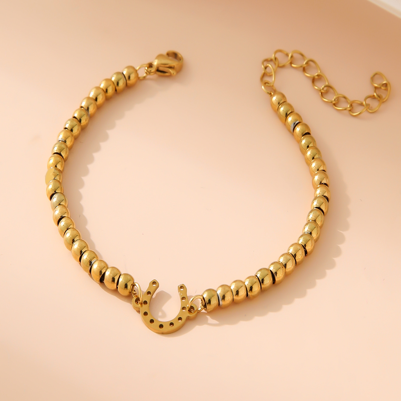 38g Weight 18K Gold Plated Plating Material 304 Stainless Steel Pendant Material Bracelets Classification 304 Stainless Steel Chain Material Beaded Chain Chain Type 1 Piece Quantity Holiday, Daily Occasion 304 Stainless Steel Material Mother'S Day Festival Letter Pattern All Seasons Season Women's Gender Plating Design Simple Style, Classic Style Style Simple Style Classic Style Letter 304 Stainless Steel 18K Gold Plated Beaded Chain Bracelets In Bulk 9