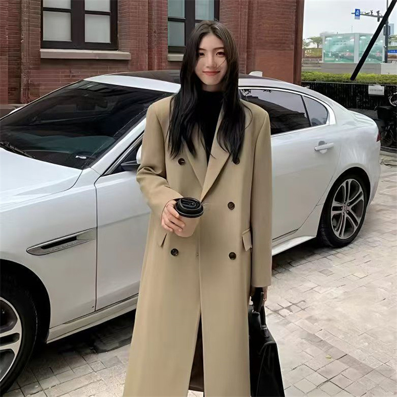 卡其色春秋款风衣外套女2026春秋新款韩版小个子中长款过膝大衣潮