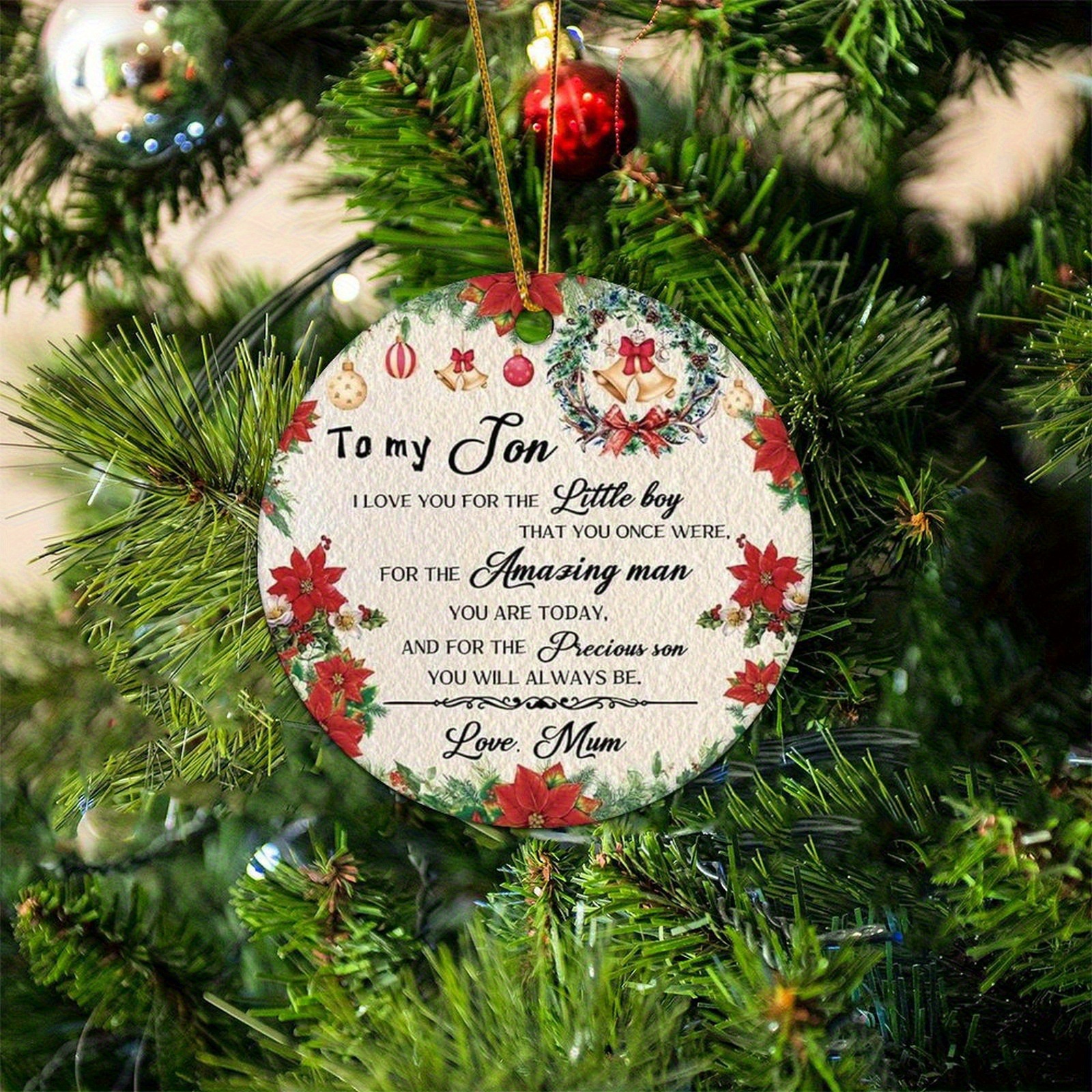 2D平面红色花环设计圣诞树挂件心意装饰品亚克力节日礼物