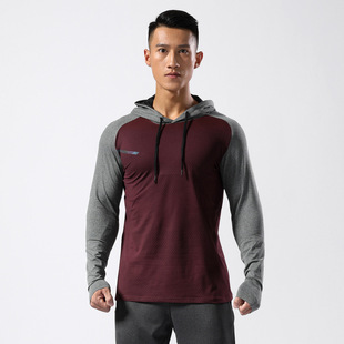 Autumn and Winter Outdoor Quick Dry Long Sleeve Sports T-Shirt Male Hooded Running Wear Training Shooting Clothing Fitness Joker