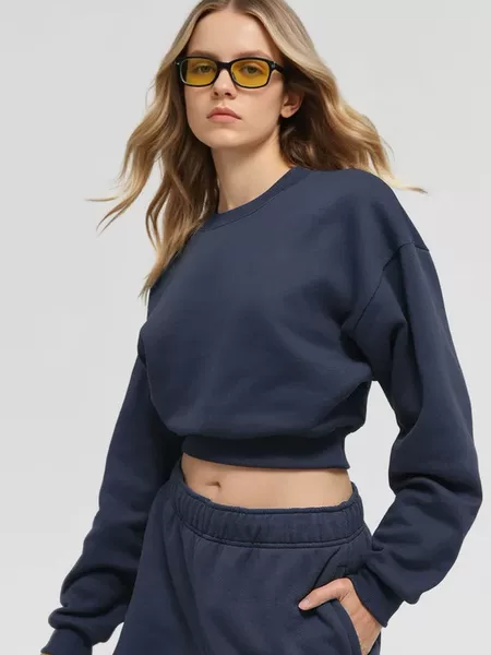 Women's autumn and winter sports sweatshirt, loose fit, round neck, waist-cinching, fitness sports jacket, casual versatile fleece sports top