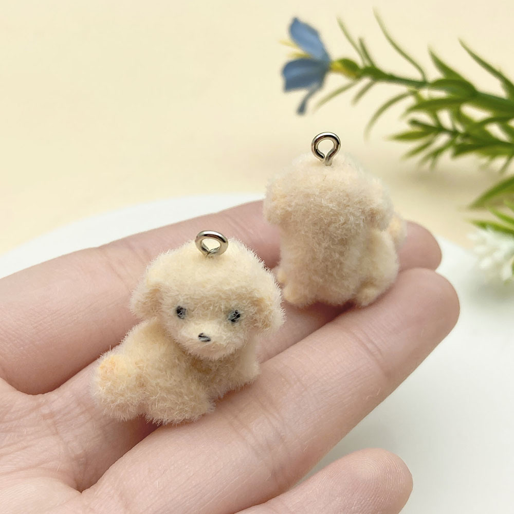 연한 갈색 수지 무리 동물 트위스트 강아지 25x23mm-23134-3.5g 1개
