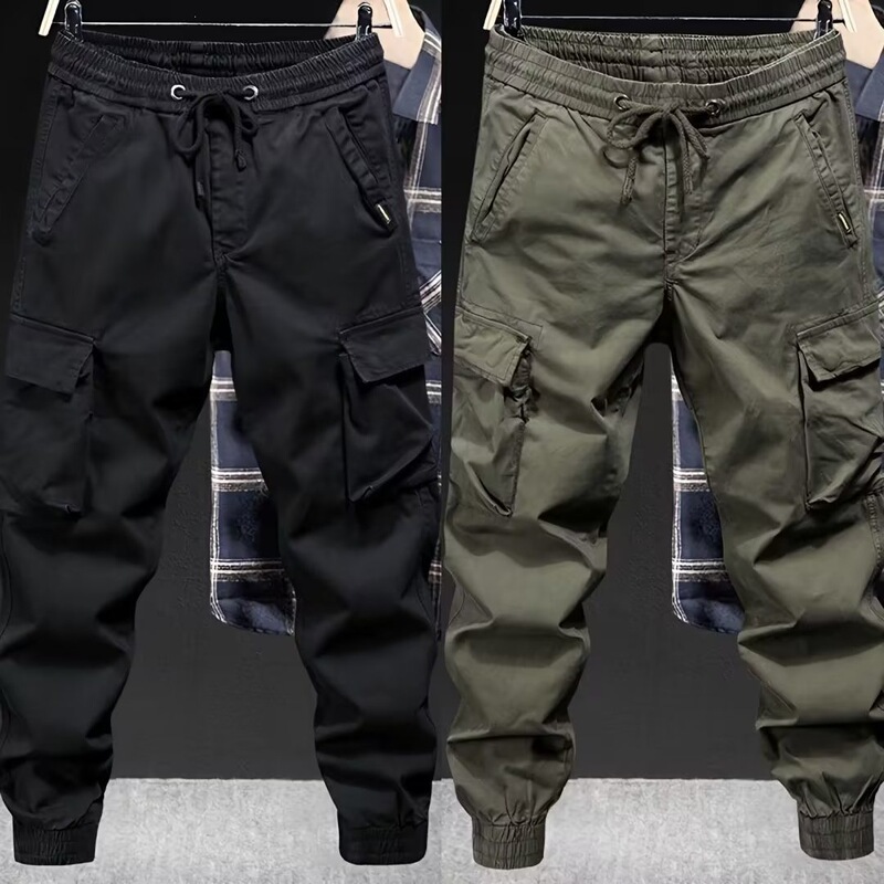 Men's Cargo Pants American Style Casual Cargo Pants for Men Spring and Autumn Trendy Brand Loose Solid Color Casual Pants Men's Summer