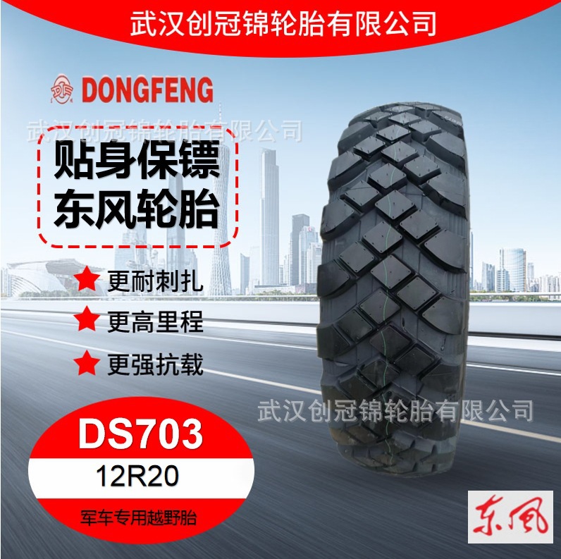 东风轮胎（DONGFENG)12R20轮胎DS703花纹适用东风EQ2102车型