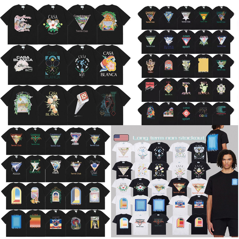 Cross-border foreign trade spring and summer new 280g double yarn Casablanca painted digital direct spray CASA short sleeve T-shirt 4 Cross-border foreign trade spring and summer new 280g double yarn Casablanca painted digital direct spray CASA short sleeve T-shirt 4