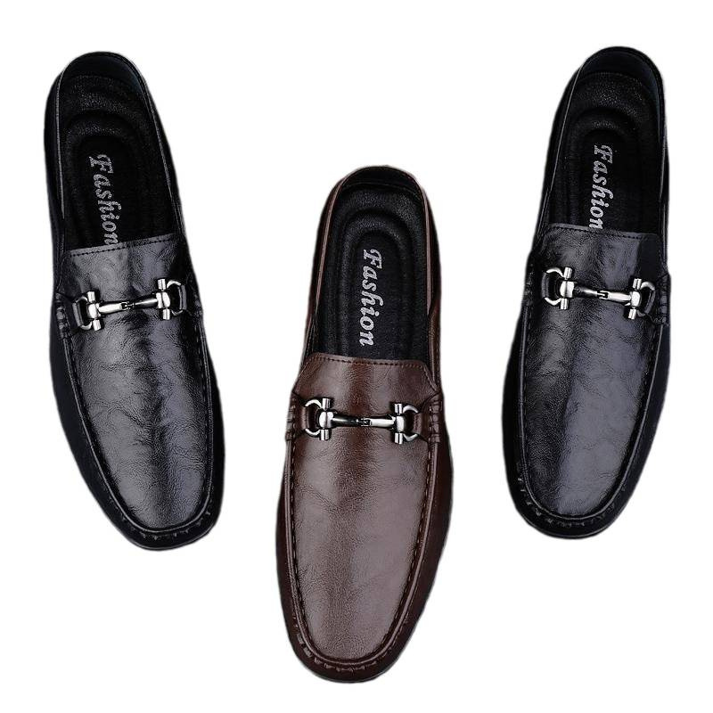 Zapatos de cuero para hombres, zapatos de negocios británicos, zapatos transpirables, zapatos casuales suaves, zapatos de pie para hombres, zapatos planos.
