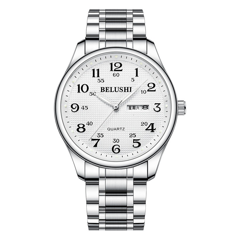 Louis Jelun comercio exterior explosión luminoso reloj de cuarzo para ancianos al por mayor cinturón de acero inoxidable reloj de pareja impermeable para hombres