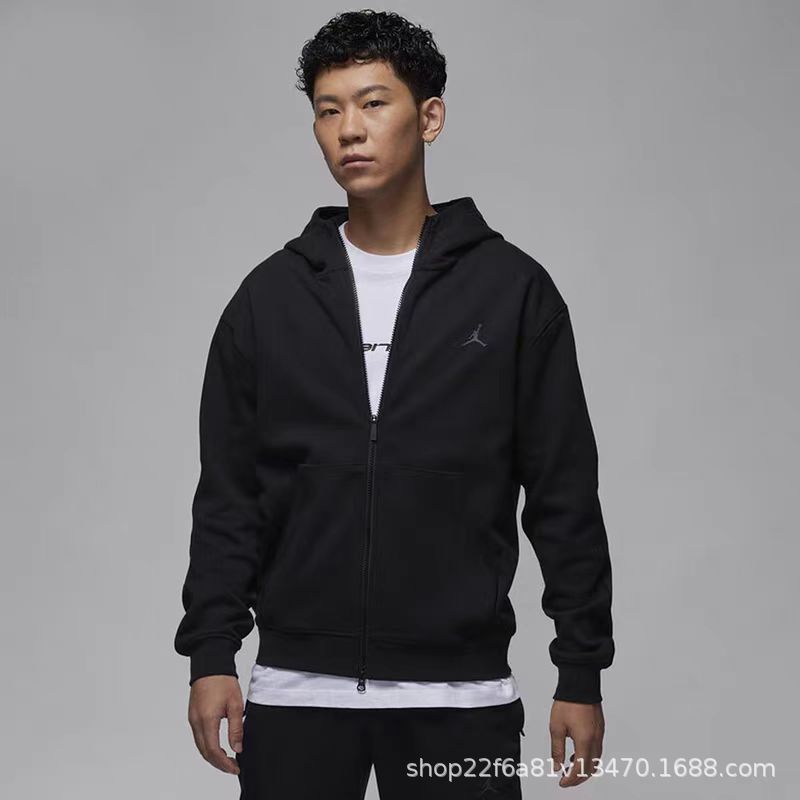 男女款乔丹拉链衫春季宽松休闲AJ飞人刺绣针织百搭连帽外套FV8603|undefined