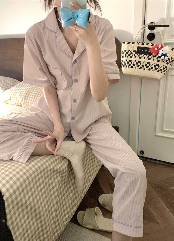 8819黄兰格2025春秋新款长开衫网红ins学生睡衣女休闲家居服官方|undefined