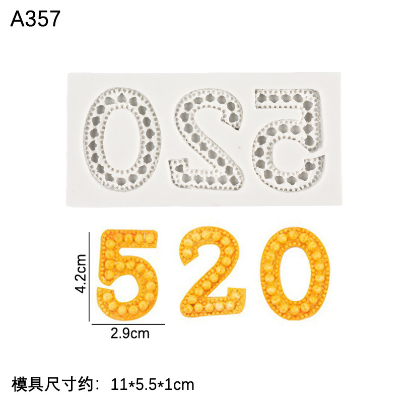 Día de San Valentín 520 cartas amor y números silicona molde pastel postre fondant chocolate decoración Accesorios