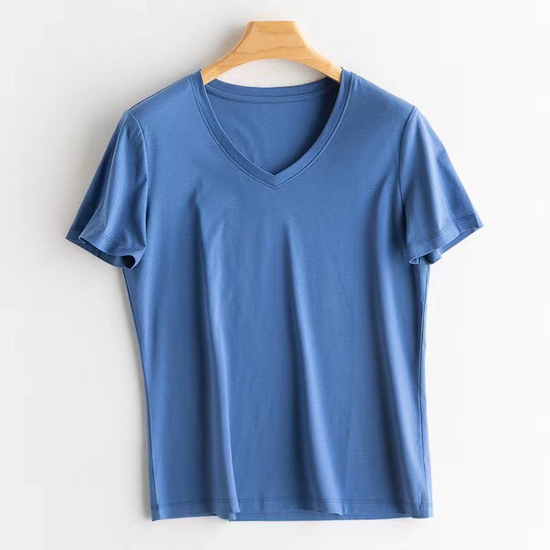 Clein blue V -neck