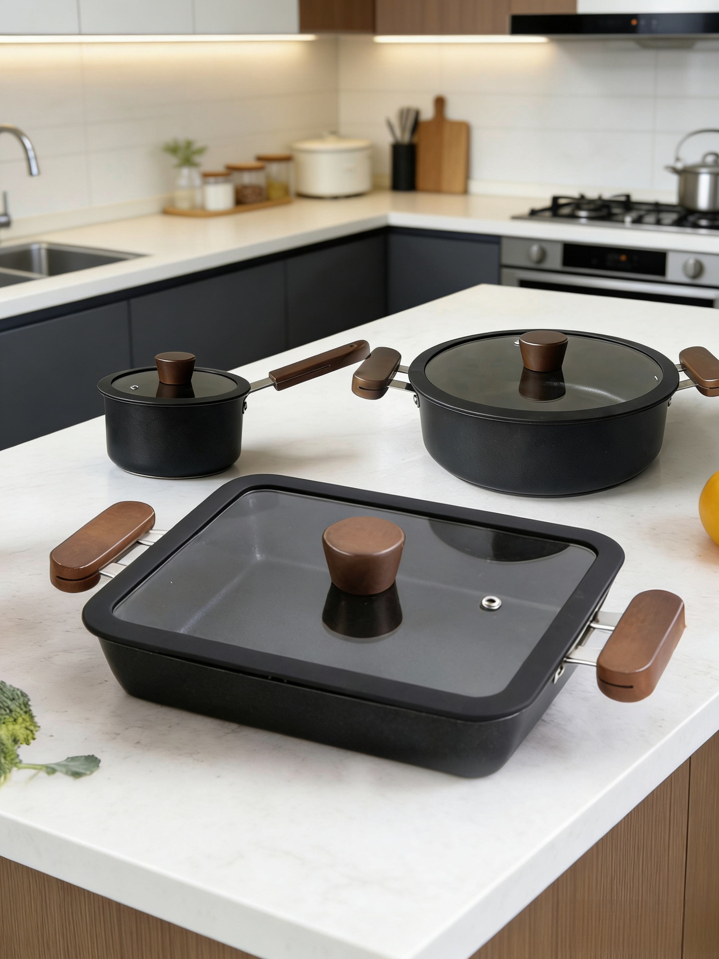 Kastrullset i rostfritt stål 10 delar non-stick grytor_voghion.com
