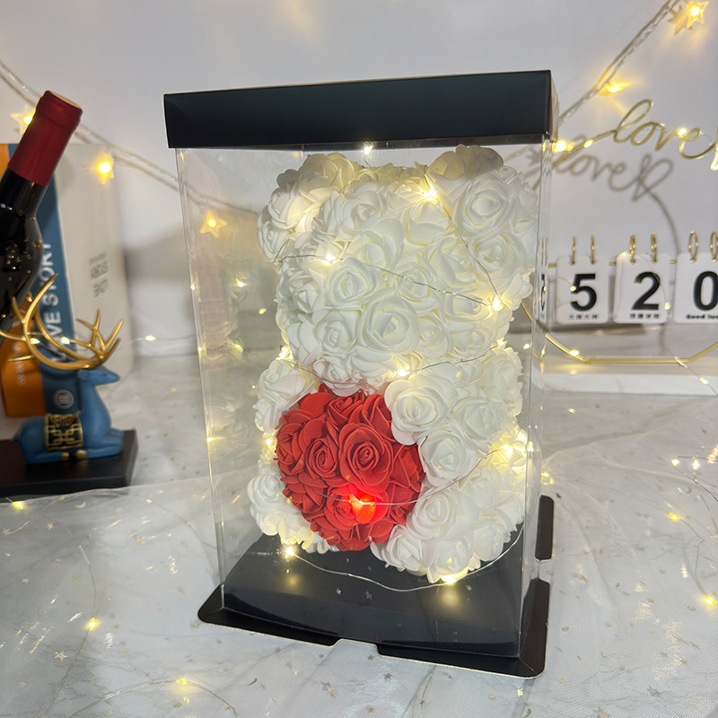 Flor inmortal rosa oso 520 Día de San Valentín regalos del día de la madre regalos de cumpleaños de novia simulación de flores de espuma creativas