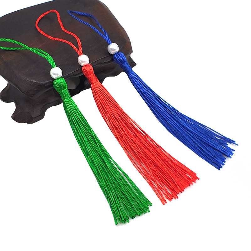 小流苏穿白色珍珠垂直小吊穗古风扇坠挂饰书签发饰国风流苏穗子