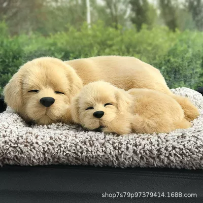 Animal Figurine for Car Car ornaments - 2620cm-labrador-mother-and-child-lying-down