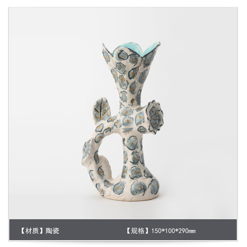 中世スタイルのセラミックフラワー花瓶装飾アートB&Bモデルルームゲストテーブルハイエンドフラワーアレンジメント装飾|undefined