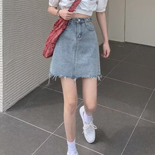 牛仔短裙女2024夏季新款高腰宽松显瘦小个子包臀半身裙