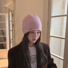 韩式纯色堆堆帽女秋冬季产后月子帽百搭显脸小针织毛线包头冷帽子