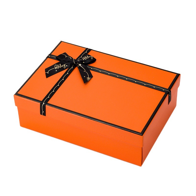 Fábrica al por mayor caja de regalo naranja tapa caja de regalo grande exquisita caja de regalo de arco creativo caja de regalo de mano