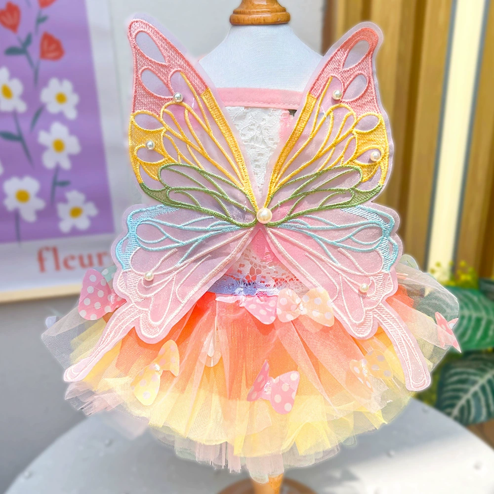 Летнее тонкое платье принцессы с изображением кошки и бабочки, пышная юбка для собаки, одежда для домашних животных, одежда для кошек, платье, принадлежности