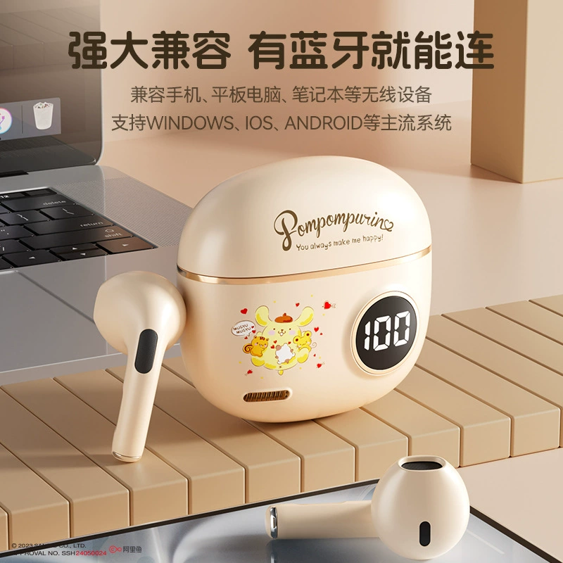 Беспроводные наушники Sanrio S190, Bluetooth, LED-индикатор заряда, удлинённый шток, лицензированные персонажи