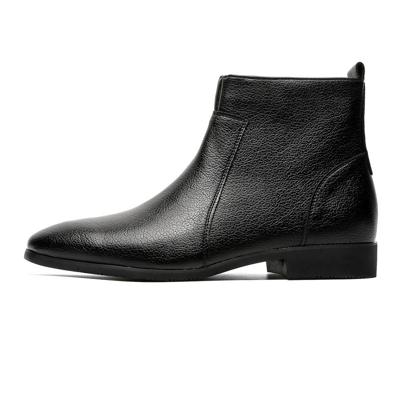Herrläderstövlar slim fit med dragkedja för business_voghion.com