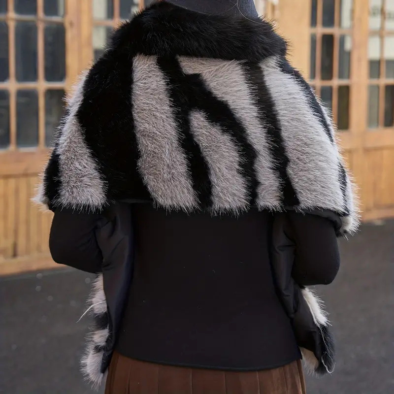 Dames cape van imitatiebont zebra print avond shawl stola_voghion.com
