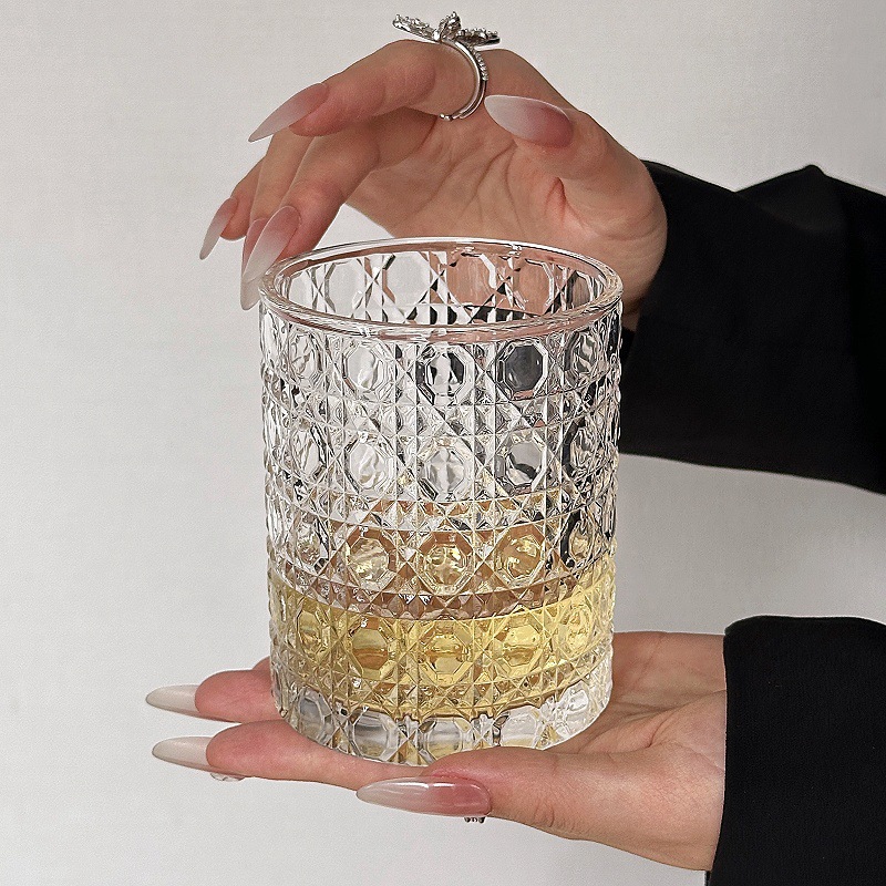 Taza de vidrio de piedra preciosa, taza de agua de alto valor facial, taza de agua potable, taza de café, taza de bebida de jugo de leche transparente