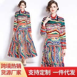 广州服装工厂现货跨境大码女装欧美时尚休闲套装