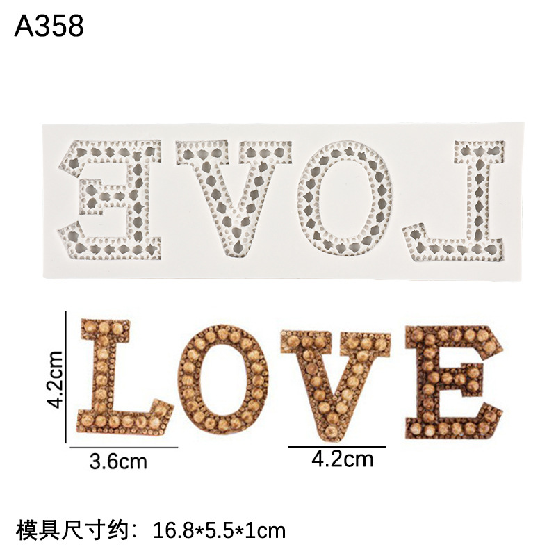 Día de San Valentín 520 cartas amor y números silicona molde pastel postre fondant chocolate decoración Accesorios