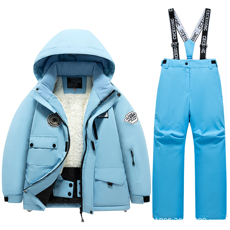 2026 new children's ski suit set, windproof, waterproof, and warm, professional full set of ski clothing for boys and girls, suitable for snowy regions