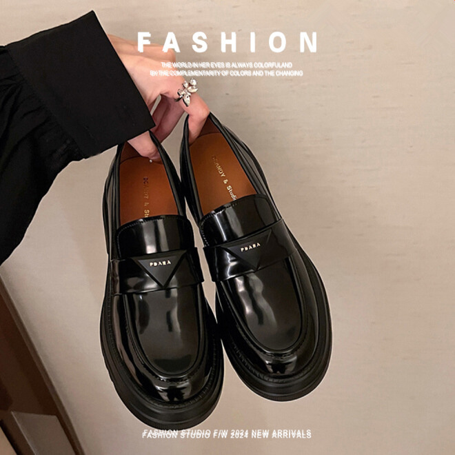 Uncle Genuine Leather Inside and Outside Thick-Soled Loafers for Women Genuine Leather Spring New British Style Small Leather Shoes Flats Lazy Trbottom