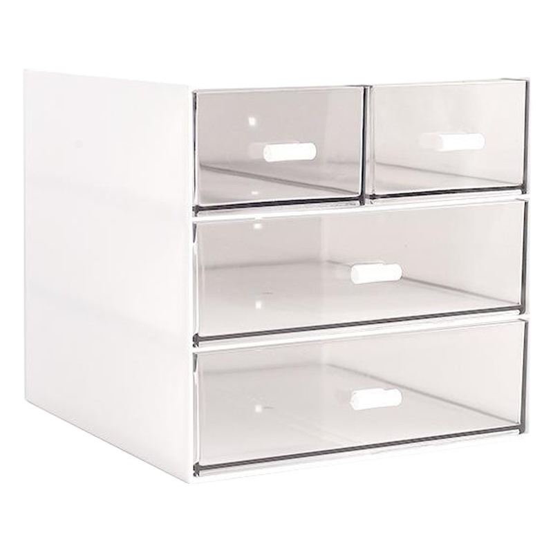 Cajón simple caja de almacenamiento estudiante escritorio caja cosmética transparente compartimiento plástico almacenamiento joyería organización almacenamiento rack