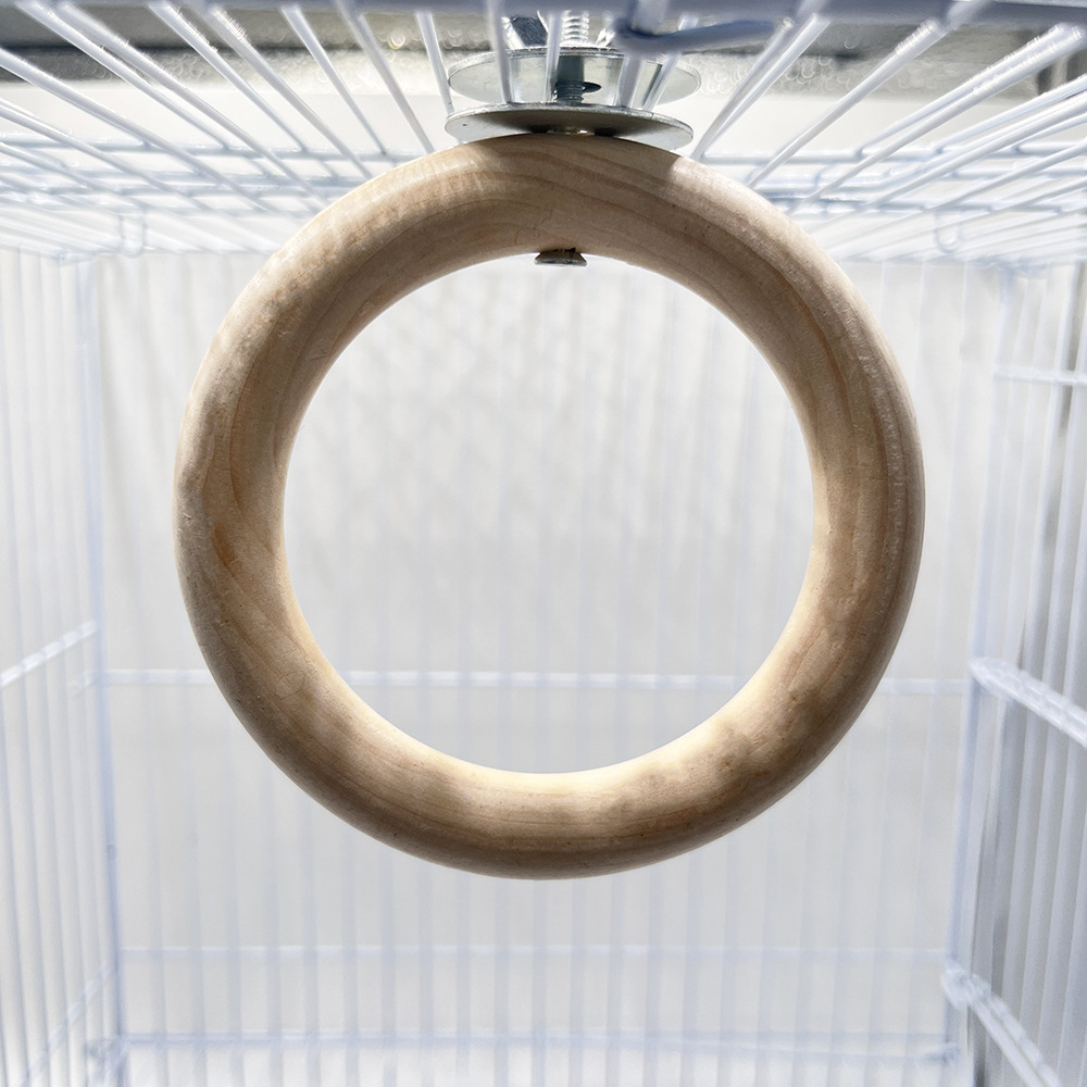Estacion de pájaros de madera maciza, columpio de pájaro de anillo redondo, se puede colgar, juguete de pájaro loro, accesorios de jaula de pájaros, suministros de aves al por mayor
