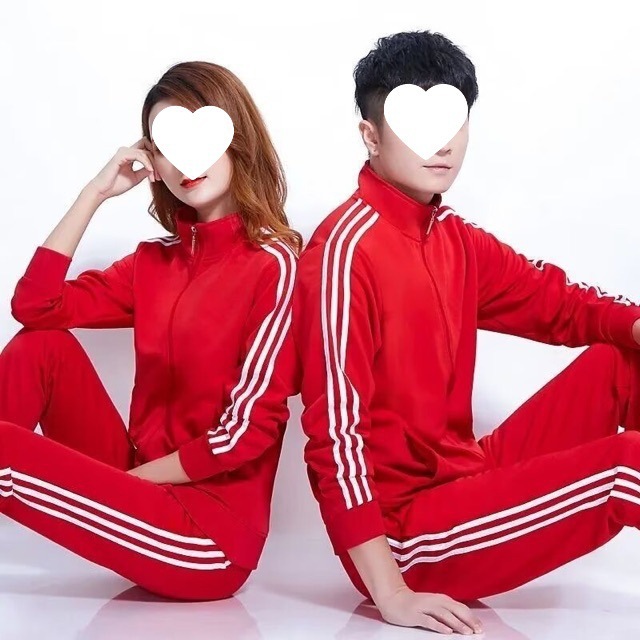 Sports suit Men's Autumn and Winter Long-sleeved Casual suit Women's Three-bar Sportswear Square Dance Performance Group Costume