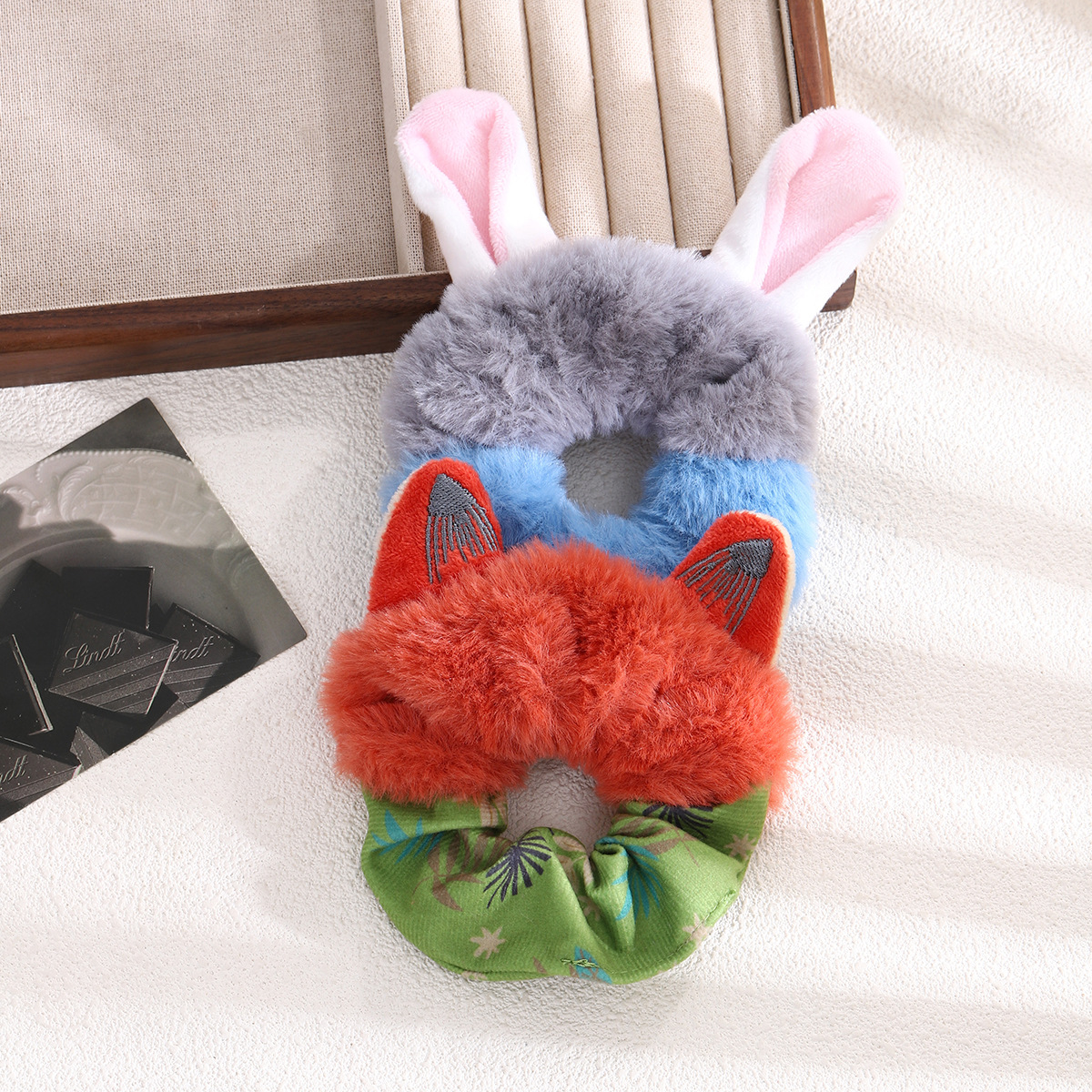 Hermoso Judy Nick con orejas de peluche, anillo de cabello de dibujos animados, cuerda de cabello para mujeres 2025, nueva cuerda de cabeza de otoño y invierno
