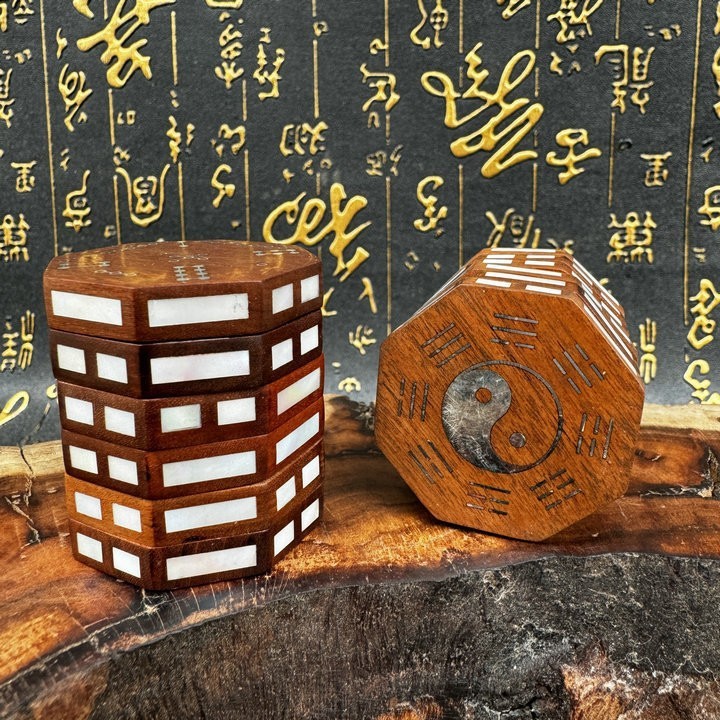 道教デーツウッド象嵌銀周易ルービックキューブ八卦文具64卦減圧ハンドピース易経六爻河図道教用品|undefined