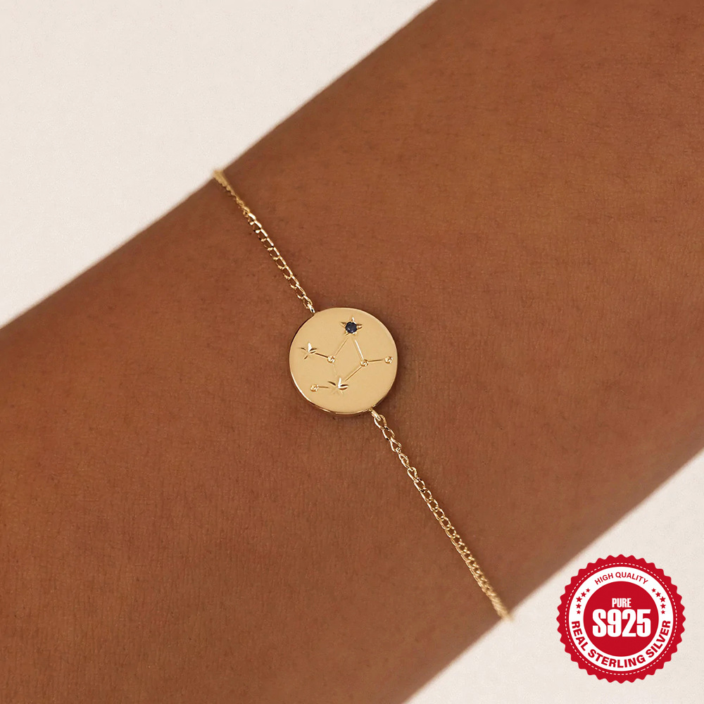 S925 plata esterlina diario todo partido doce constelación cumpleaños piedra diamante pulsera transfronteriza ins estilo personalidad creativa pulsera
