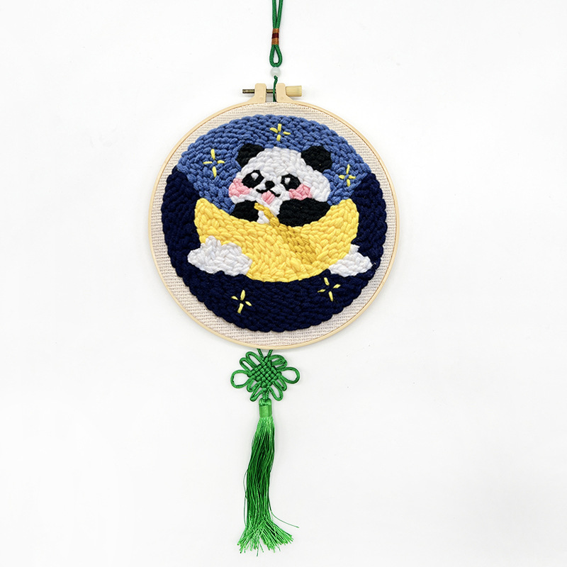 Lindo de dibujos animados poke bordado animal colgando pintura lu bordado hecho a mano material de bricolaje paquete sala de estar habitación de los niños colgando pintura frotando música