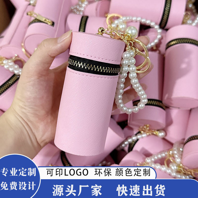 2025 European and American Mini Bucket Coin Purse Makeup Bag Portable Lipstick Pouch Pvc Lipstick Cylinder Small Bag